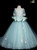 Affordable Light Blue Ball Gown Tulle Short Sleeve Appliques Flower Girl Dress