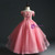 Get a Prom-Ready Look Pink Ball Gown Tulle Hi Lo Off the Shoulder Appliques Flower Girl Dress