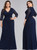 Discover The Latest Navy Blue Lace V-neck 3/ Sleeve Plius Size Prom Dress