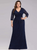 Discover The Latest Navy Blue Lace V-neck 3/ Sleeve Plius Size Prom Dress