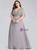 Just Be The One For You Gray Chiffon V-neck Pleats Horn Sleeve Plus Size Prom Dress