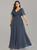 Fit Your Body Type Dusty Blue Chiffon V-neck Pleats Horn Sleeve Plus Size Prom Dress