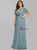 Come In a Wide Variety Of On-Trend Styles, Dusty Blue Chiffon V-neck Pleats Horn Sleeve Plus Size Prom Dress