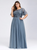 Wear a Classic Plus Size Dusty Navy Tulle Sequins Horn Sleeve Prom Dress