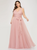 2020 Great Choice Plus Size Pink Tulle V-neck Plests Sleeveless Prom Dress