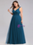 100% Custom Made Plus Size Teal Tulle V-neck Plests Sleeveless Prom Dress
