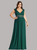 High Quality Dark Green Chiffon V-neck Pleats Open Back Plus Size Prom Dress