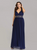 Low Price Guarantee Navy Blue Chiffon V-neck Pleats Open Back Plus Size Prom Dress