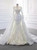 Demand Attention In White Mermaid Tulle Beading Long Sleeve Wedding Dress With Removable Train