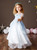 At Great Prices A-Line Light Blue Tulle Sequins Long Flower Girl Dress