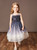 Get Your Discounts Navy Blue Tulle Straps Sequins Tea Length Flower Girl Dress