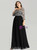 Make Your Prom a Dream Black Chiffon Lace Long Sleeve Bateau Plus Size Prom Dress