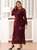 Available In Sizes 0-24 Burgundy Sheath Lace Long Sleeve Ankle Length Plus Size Prom Dress