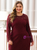 Available In Sizes 0-24 Burgundy Sheath Lace Long Sleeve Ankle Length Plus Size Prom Dress