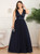 Come In All Styles And Colors Navy Blue Tulle Deep V-neck Sleeveless Plus Size Prom Dress