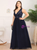 Come In All Styles And Colors Navy Blue Tulle Deep V-neck Sleeveless Plus Size Prom Dress