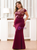 Discover The Latest Burgundy Mermaid Satin Sequins V-neck Cap Sleeve Plus Size Prom Dress