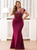 Discover The Latest Burgundy Mermaid Satin Sequins V-neck Cap Sleeve Plus Size Prom Dress