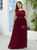 Available In Sizes 0-24 Burgundy Chiffon Lace Scoop Neck Plus Size Prom Dress