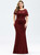 Purchase Your Favorite Burgundy Mermaid Lace Short Sleeve Plus Size Prom Dress