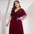 Find Your Dress For Prom! A-Line Burgundy Chiffon Sequins V-neck Plus Size Prom Dress