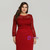 Best For You Red Mermaid Satin Lace Long Sleeve Pleats Plus Size Prom Dress