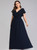 You Are Sure To Find The Perfect A-Line Navy Blue Chiffon V-neck Pleats Plus Size Prom Dress