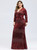 Available In Sizes 0-24 Burgundy Tulle Sequins Mermaid Long Sleeve V-nec Plus Size Prom Dress