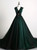 Make Your Prom a Dream Dark Green Ball Gown Tulle V-neck Backless Quinceanera Dress With Train