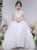 For Your Big Night White Ball Gown Tulle Tiers Cap Sleeve Appliques Flower Girl Dress