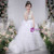 For Your Big Night White Ball Gown Tulle Tiers Cap Sleeve Appliques Flower Girl Dress