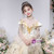 Available In Sizes 0-24 Champagne Ball Gown Tulle Sequins Long Sleeve Flower Girl Dress