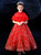 Find Your Dress For Prom! Red Ball Gown Tulle Sequins Beading High Neck Flower Girl Dress