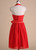 Red Chiffon Halter Homecoming Dress 2017 Cocktail Dresses  Bow Accent Waist