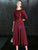 Come In All Styles And Colors A-Line Burgundy Chiffon Sequins 3/4 Sleeve Mother of the Bride Dress