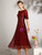 Shops Around The World A-Line Burgundy Tulle Sequins Short Sleeve Mother of the Bride Dress