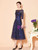 Purchase Your Favorite Navy Blue Tulle Sequins Half Sleeve Tea Length Mother Of The Bride Dress