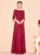 Best For You A-Line Burgundy Tulle Sequins 3/4 Sleeve Mother Of The Bride Dress