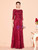 Best For You A-Line Burgundy Tulle Sequins 3/4 Sleeve Mother Of The Bride Dress