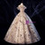 The Worldwide Shipping Online Store Gold Ball Gown Tulle Sequins Cap Sleeve Beading Quinceanera Dress