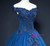Shops Around The World Navy Blue Tulle Appliques Off the Shoulder Beading Quinceanera Dress