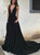 Sexy Deep-V Neck Evening Dress with Open Back and Pockets