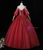 You'll Always Remember Wearing Burgundy Ball Gown Tulle Spagehtti Straps Short Sleeve Quinceanera Dresses