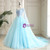 Fit Your Fashion Sense Light Blue Ball Gown Tulle Off the Shoulder Appliques Quinceanera Dress