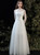 Custom Tailored A-Line White Lace Long Sleeve Wedding Dress With Bow