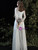 Custom Tailored A-Line White Lace Long Sleeve Wedding Dress With Bow