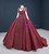 At Incredible Price Burgundy Ball Gown Organza Beading Long Sleeve Prom Dress