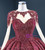 At Incredible Price Burgundy Ball Gown Organza Beading Long Sleeve Prom Dress