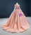 To Fit Your Style Pink Ball Gown Organza Beading Long Sleeve Prom Dress