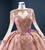 To Fit Your Style Pink Ball Gown Organza Beading Long Sleeve Prom Dress